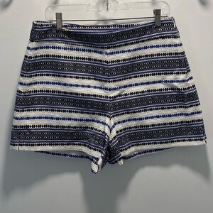 GAP Women's High Waist Blue and Black Patterned Shorts